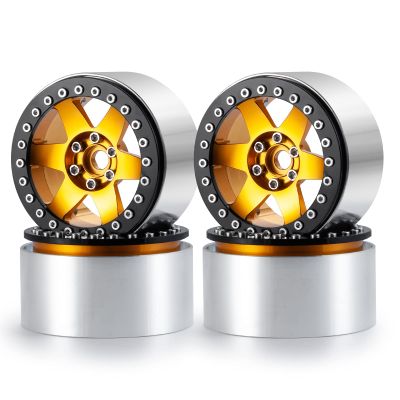RC-Hub 4Pcs 2.2" Beadlock Wheels Rims Extended Width 35mm for 1/10 Axial Wraith 90048 RR10 RC Crawler Car (Yellow+Black)