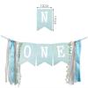 Birthday Decoration for Baby 1st Birthday High Chair Banner Theme Party Supplies Photo Props Gift for Baby Girls Boys (Blue) view 3