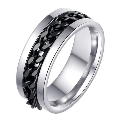 Udolfly Mens Fidget Rings Anxiety Rings for Men Womens Chain Spinner Rings for Adults Titanium Steel Ring Chain Black Size 12