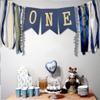 Birthday Decoration for Baby 1st Birthday High Chair Banner Theme Party Supplies Photo Props Gift for Baby Girls Boys (Dark Blue) view 2