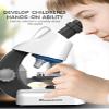 HYRENEE Kids Educational Microscope - Up to 40-1200x Zoom, LED Light, Glass Material, White Color, Perfect for STEM Learning & DIY Experiments view 2
