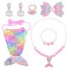 Nenjindz 7pcs Mermaid Dress Up Purse Jewelry Set,Mermaid Necklace Bracelet Earring Set, Pretend Play Mermaid Party Decorations view 1