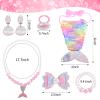 Nenjindz 7pcs Mermaid Dress Up Purse Jewelry Set,Mermaid Necklace Bracelet Earring Set, Pretend Play Mermaid Party Decorations view 3
