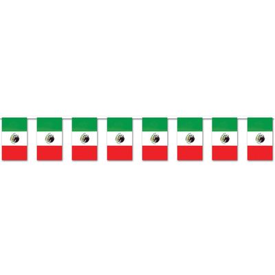 Club Pack of 12 Red and Green Outdoor Mexican Flag Banner Hanging Party Decor 60'