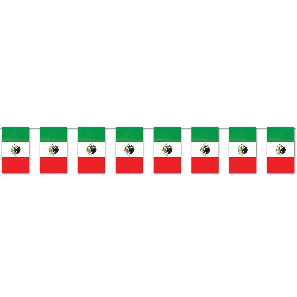 Club Pack of 12 Red and Green Outdoor Mexican Flag Banner Hanging Party Decor 60'