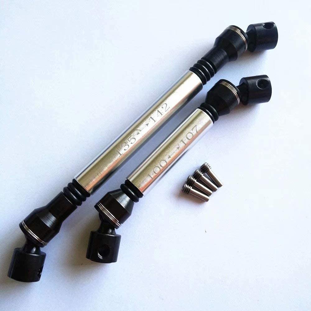 2pcs Heavy Duty Steel + Aluminum Drive Shaft Silver for Axial SCX10 II AX90046
