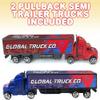 ArtCreativity Semi Truck Toys for Boys, Set of 2, Pull Back Truck Toys for Kids in Red & Blue, Trailer Trucks for Hours of Pretend Play, Unique Toy Car Party Decorations and Boys Room Decor view 2