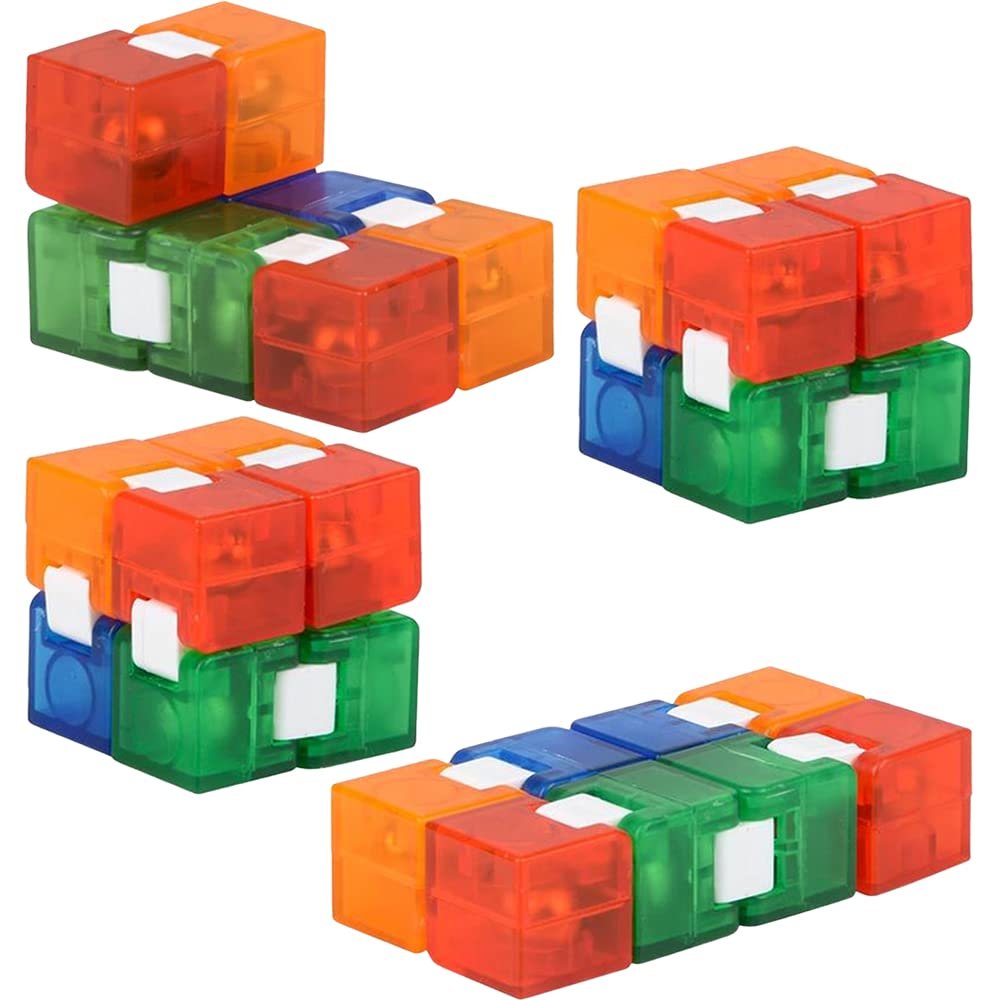 ArtCreativity Flip Cubes for Kids, Set of 4, Fidgeting Cubes for Fun and Relaxation, Stress Relief Toys for Kids and Adults, Portable Fidget Cube Set, Party Favors and Stocking Stuffers