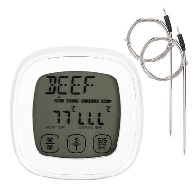 Digital Barbecue Thermometer, Touch Screen BBQ Instant Read Cooking Temperature Meter with Timing Function, for BBQ Grill Cooking