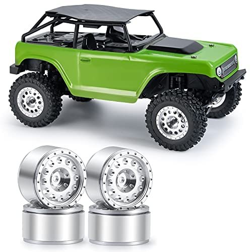 RC-Hub 4Pcs 1.0" Micro Beadlock Wheels 1.0 Wheel Rims for 1/24 Axial SCX24 90081 AXI00001 AXI00002 RC Crawler Car Silver