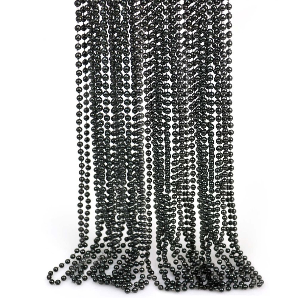 GiftExpress 24 pcs Black Beads Necklace, 33" Multi Colors Carnival Necklaces for Halloween Party, St. Patrick's Day Costume Necklace