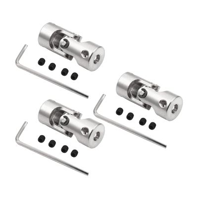 Jutagoss Universal Joint Shaft Coupling Rotatable Universal Steering Shaft U Joint Coupler for RC Robot Boat Car 5mm to 8mm 3Pcs