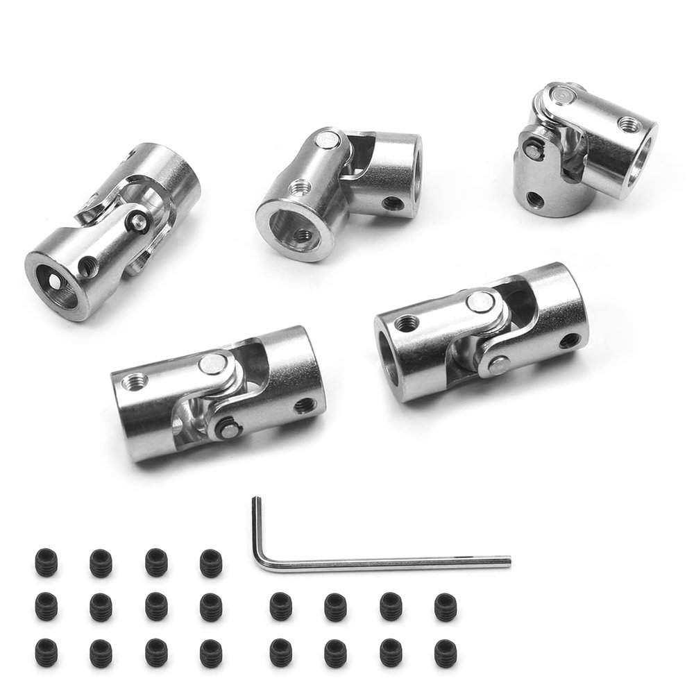 Jutagoss Universal Joint Shaft Coupling Rotatable Universal Steering Shaft U Joint Coupler for RC Robot Boat Car 10mm to 10mm 5Pcs