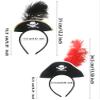 SGBETTER 6 Pieces Pirate Hat Headband Skull Feather Mini Pirate Top Hat Headband for Halloween Theme Costume Party Supplies view 2