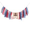 Nautical 1st Birthday High Chair Banner for Baby Boys - Nautical Themed Birthday Party Decorations, Anchor, Navy Red and White Burlap Banner, Baby Shower Photo Props view 1