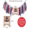 Nautical 1st Birthday High Chair Banner for Baby Boys - Nautical Themed Birthday Party Decorations, Anchor, Navy Red and White Burlap Banner, Baby Shower Photo Props view 2