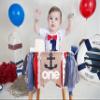 Nautical 1st Birthday High Chair Banner for Baby Boys - Nautical Themed Birthday Party Decorations, Anchor, Navy Red and White Burlap Banner, Baby Shower Photo Props view 3