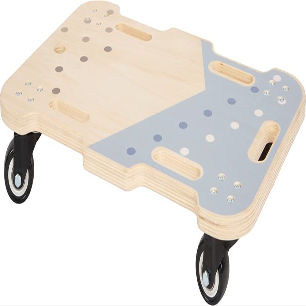 Small Foot 12244 Adventure Wooden Wheeled Board for Children from 3 Years and Above with Handles and Pulleys