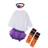 ACSUSS 4Pcs Infant Baby Girls Halloween Thanksgiving Outfits Romper + Bloomers + Headband + Leg Warmers Set White 6-12 Months view 2