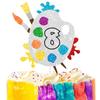 8th Slime Cake Topper - Art Themed Palette Painting Graffi Boy Girl Happy Birthday Party Decorations Supplies - Eight Years Old Birthday Cake Decor view 1
