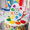 8th Slime Cake Topper - Art Themed Palette Painting Graffi Boy Girl Happy Birthday Party Decorations Supplies - Eight Years Old Birthday Cake Decor view 3