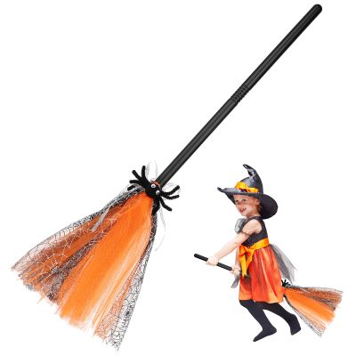 Milisten Halloween Witch Broom Small Lightweight Cosplay Broomstick Prop for Kids Party Decoration and Costume Accessory 28.7 Inch