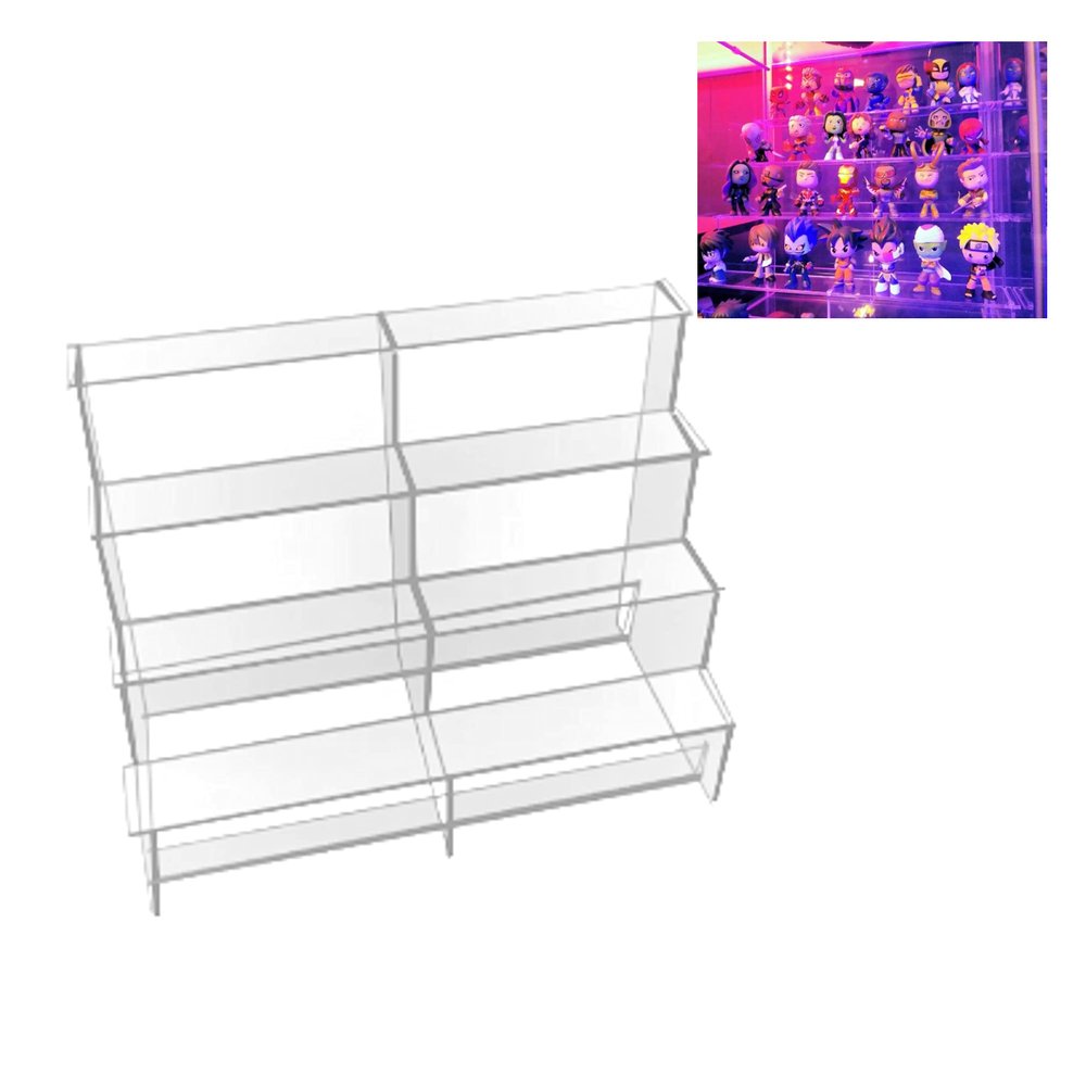 Acrylic Shelf Riser, Tiered Display, for Miniatures, Figurines, Diecast Cars, Mystery Minis