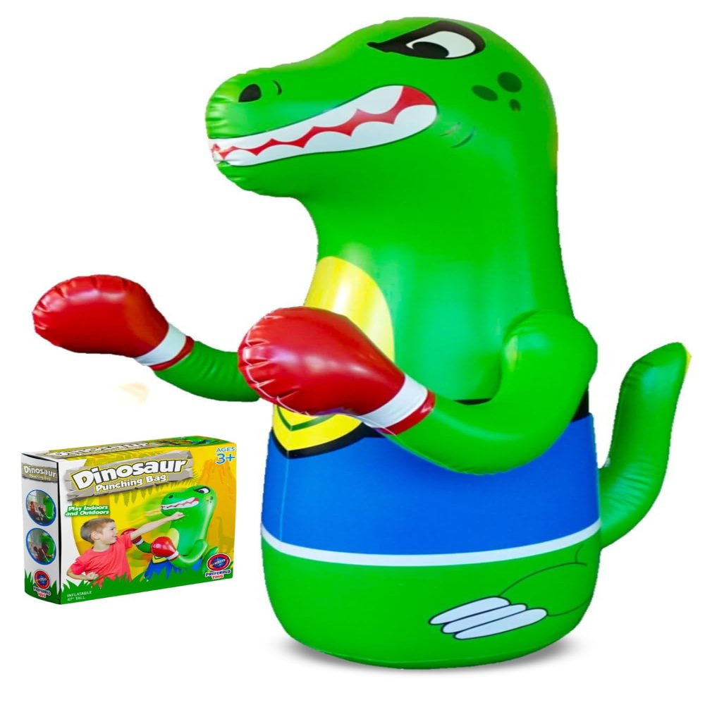 Preferred Toys Inflatable Dinosaur Punching Bag for Kids  47" Bounce-Back Punching Toy  Birthday, Indoor & Outdoor Fun for Toddlers
