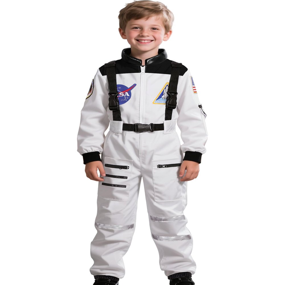 Cuteshower Kids Astronaut Costume for Boys Girls Space Jumpsuit Halloween (5-7 Years)