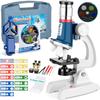 58-Piece Kids Microscope Kit - 100X-1200X Magnification, Metal Body, LED Light, Carrying Box - Science Experiment Toy for Kids Ages 5-12 view 1