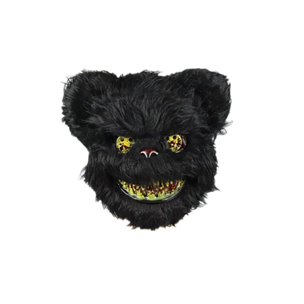 SHUILING Halloween Scary Mask Bloody Plush Rabbit Headgear Creepy Bunny Mask Bloody Plush Head Bear Masquerade Ball Cosplay Costume Props Halloween Decorations Halloween Party Supplies (Bear-B)