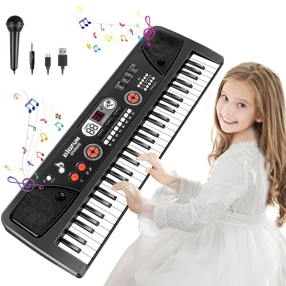 Upgrade Keyboard Piano for Kids Beginners 61 Key Electronic Piano Keyboard with LED Screen Microphone Musical Instrument Toys for 3 4 5 6 7 8 Year Old Boys Girls Gifts