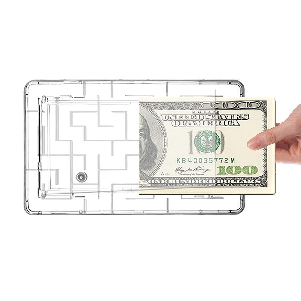 2 Pcs Money Puzzle Box for Cash Card Gift | Money Maze Bank Brainteaser Pinball Cube for Kids and Adults,Card Holder Brain Teasers and Fun Game Challenge as Birthday for Coin Bills Cash Gift Card (2)