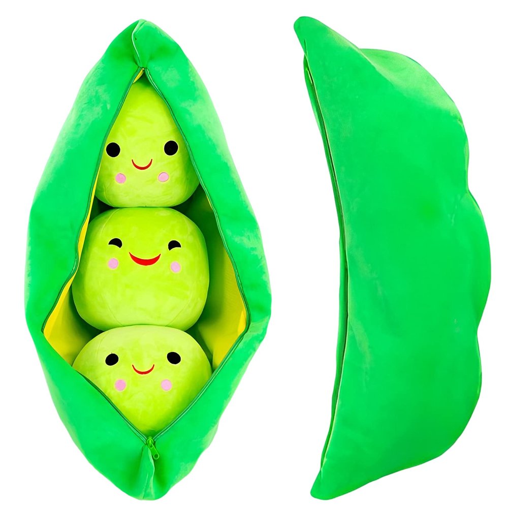 AOQI Giant Peas in A Pod Plush Toy Pea Pod Pillow Cute Pea Stuffed Toys Plant Doll Various Sizes (Green Beans,9.8''/25cm)