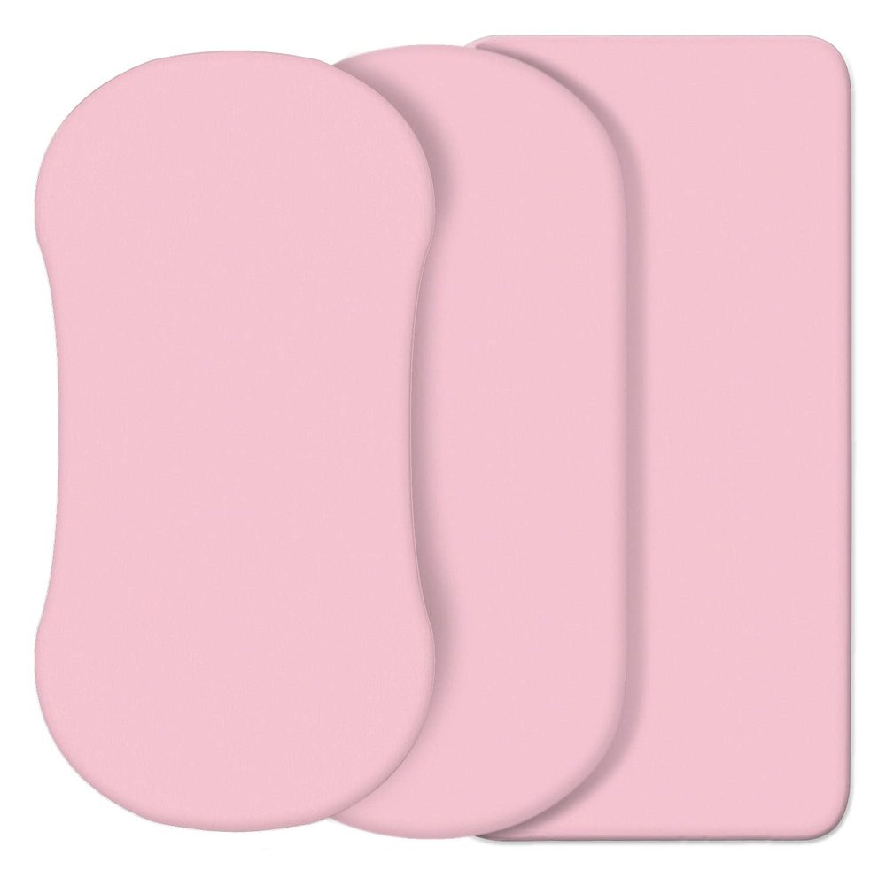 CaSaJa Pink 3 Pack Bassinet Sheet Set, Silky Soft Handfeel with Comfy Napping Surface for Baby Boy and Girl, Flexible Fits Various Kinds of Cradle and Bessinet Mattress Up to 15" x 30" and Breathable