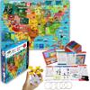 THINK2MASTER Premium 215 Laminated Multiplication Flash Cards & United States Map 100 Pieces Jigsaw Puzzle. (All 0-12 X Facts)| Learn More Than Multiplication.| Designed by A Teacher view 1