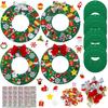 Tatuo 12 Pcs Felt Christmas Tree Wreath Decorating Craft Christmas DIY Ornaments Making Kit with 221 Self Adhesive Felt Stickers 12 Bows and 5 Gem Stickers (Wreath Style) view 1