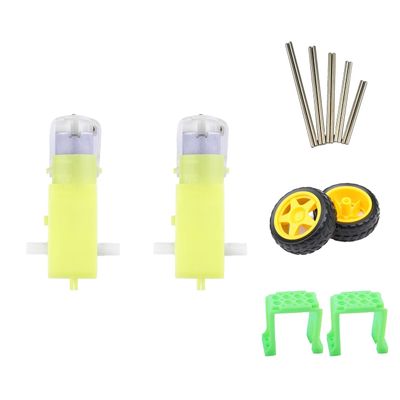 CHANCS DC Gear Electric Motor 3-6V 1:120 Double Shaft 2pcs with Plastic Toy Car Tire Wheel 5 Pairs of Motor Shafts for Robot Car