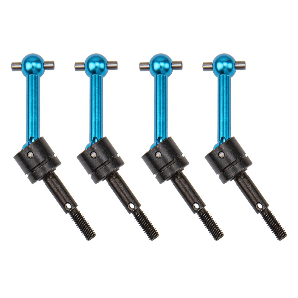 4Pack Metal Universal CVD Drive Shaft Dogbone Joint Compatible with Tamiya TT01 TT02 1/10 RC Car (Blue)