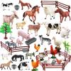 Yowlieu Realistic Farm Animal Figures Toys, 44 Pcs Plastic Farm Figurines Playset Includes Fences Mini Farm Animal Cake Topper Learning Toy Set for Kids & Toddlers view 1