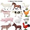 Yowlieu Realistic Farm Animal Figures Toys, 44 Pcs Plastic Farm Figurines Playset Includes Fences Mini Farm Animal Cake Topper Learning Toy Set for Kids & Toddlers view 2
