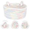 1pc Storage Box with Handles Organizing Decorative Storage Bins Living Room Basket Cat Decor Woven Basket Cotton Child Small Cotton Rope White Desk view 4