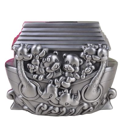HXSCOO Noah's Ark Brushed Pewter Coin Bank Creative Gifts for Kids