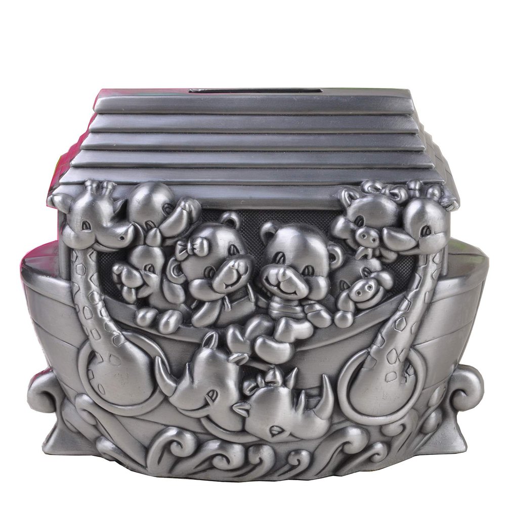 HXSCOO Noah's Ark Brushed Pewter Coin Bank Creative Gifts for Kids