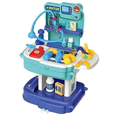 JOY MAKER 2 in 1 School Bag Turn into Doctor Play Set Toy for Kids Pretend Play Baby & Toddler Big Size Plastic Doctor Set Toys for Kid 31 pcs for Girls & Boys