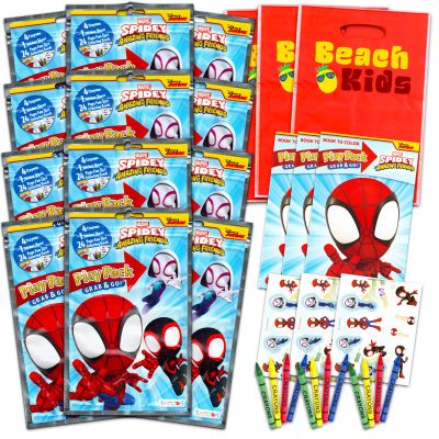 Marvel Shop Spidey and His Amazing Friends Birthday Party Favors and Supplies for Kids ~ Bundle with 12 Marvel Spidey Activity Play Packs for Boys and Girls with Mini Coloring Book, Stickers