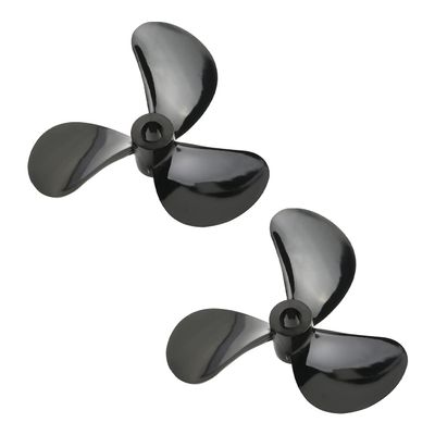 Heyiarbeit 2Pairs 3 Blades Propellers for Ship Model, Rc Boat Propeller Black Plastic Positive Paddle and Propeller Reversing 48mm Diameter 4mm Hole Dia