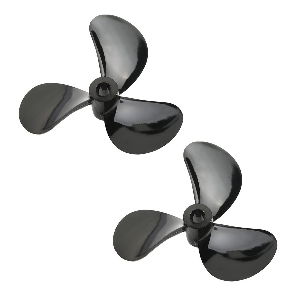 Heyiarbeit 2Pairs 3 Blades Propellers for Ship Model, Rc Boat Propeller Black Plastic Positive Paddle and Propeller Reversing 48mm Diameter 4mm Hole Dia
