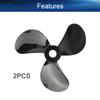 Heyiarbeit 2Pairs 3 Blades Propellers for Ship Model Rc Boat Propeller Model Black Plastic Positive Paddle and Propeller Reversing 32mm Diameter 1.4Pitch 3mm Hole Dia view 3