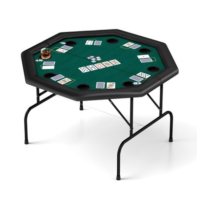 DC DICLASSE Foldable Poker Table, Octagon Card Table w/Cup Holder, Casino Leisure Table Top Texas Hold 'Em Poker Table Folding for Blackjack Board Game, Green Speed Felt